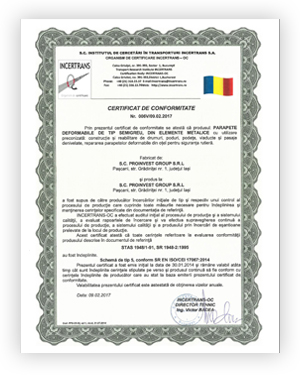Certificat de conformitate parapet combinat-mixt